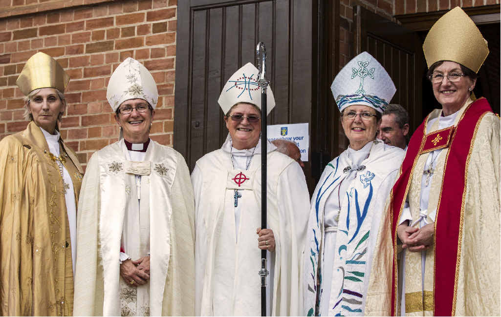 JOYFUL OCCAISION: Right Reverends Genieve Blackwell (Assistant Bishop, Diocese of Canberra, Goulburn), Sarah Macneil (Bishop of Grafton), Barbara Darling (Assistant Bishop, Diocese of Melbourne) and Alison Taylor (Assistant Bishop, Diocese of Brisbane) at the consecration of Reverend Dr Sarah Macneil. Photo Mavren Predo JOYFUL OCCAISION: Right Reverends Genieve Blackwell (Assistant Bishop, Diocese of Canberra, Goulburn), Sarah Macneil (Bishop of Grafton), Barbara Darling (Assistant Bishop, Diocese of Melbourne) and Alison Taylor (Assistant Bishop, Diocese of Brisbane) at the consecration of Reverend Dr Sarah Macneil. Photo Mavren Predo